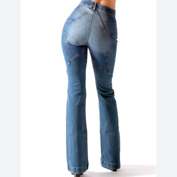 Revice Jean NWTSz 29 Venus Flares Eclipse Wash STAR BUTT High Waist Roller Skate - Picture 2 of 8